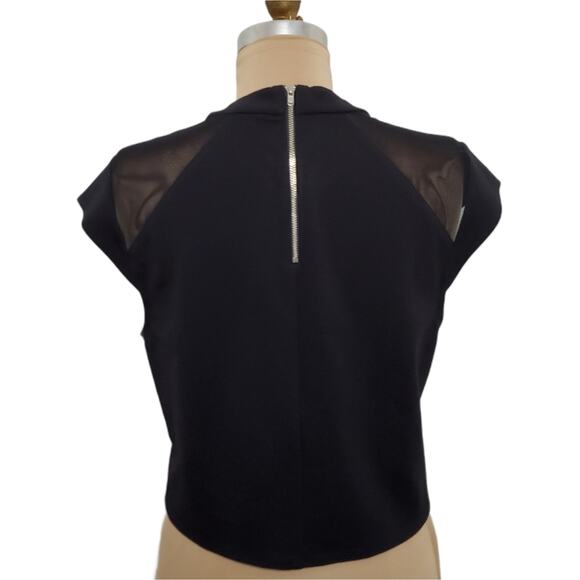 ABS Allen Schwartz Top Sheer shoulder Black Large - Picture 4 of 7
